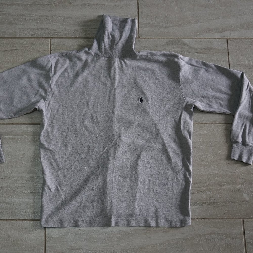 Vintage Polo Ralph Lauren Striped Turtle Neck Sweater Mens Large Cotton Grey
